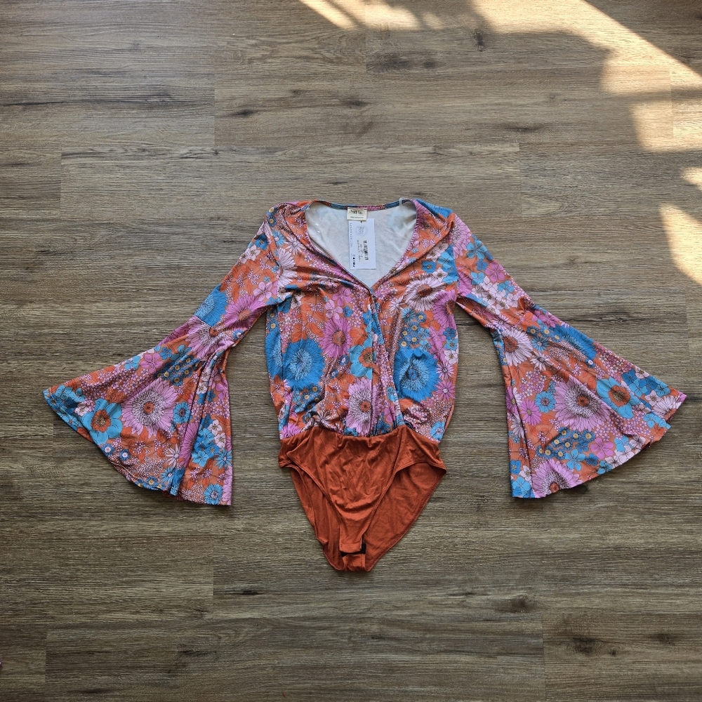 NanaMacs Vibrant Floral Bodysuit NWT